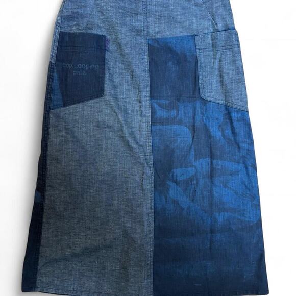 Y2K COP. COPINE PARIS GRAPHIC DENIM MID SKIRT SIZE SMALL. - Picture 4 of 7